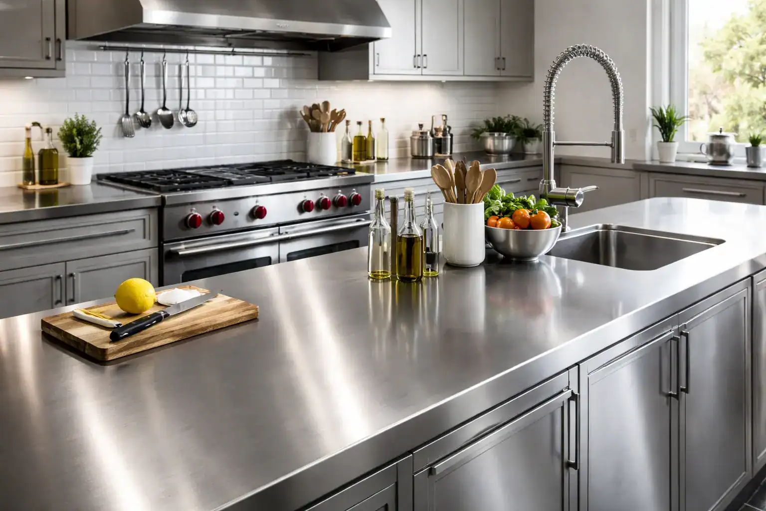 stainless steel kitchen worktop